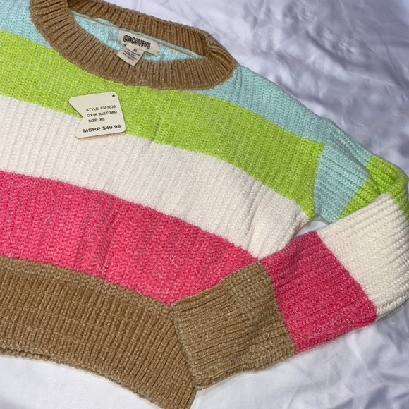 Cocovive soft and comfy Chenille Rainbow Striped sweater NWT XS, Small and Large - Picture 10 of 16